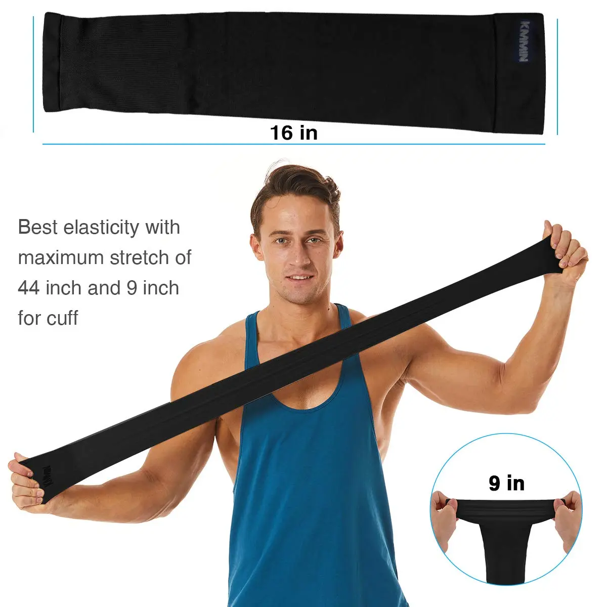 KMMIN Black Arm Sleeves UPF 50+ UV Protection | Cooling & Breathable for Men & Women (2-Pack) - view 4