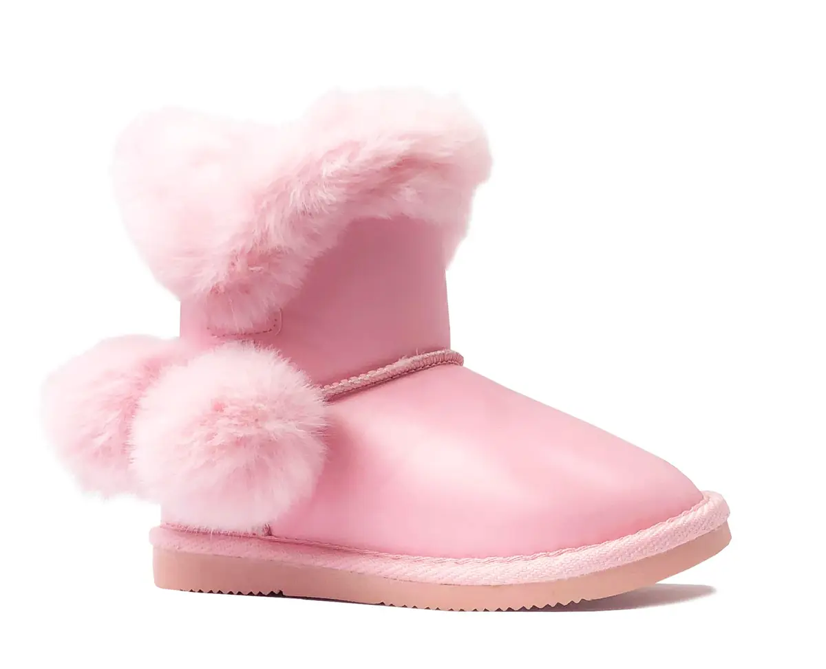 REDVOLUTION Kids Boots Toddler Girls Cute PomPom PU Boot 7 Toddler | Warm, Durable & Flexible Winter Footwear - main product image