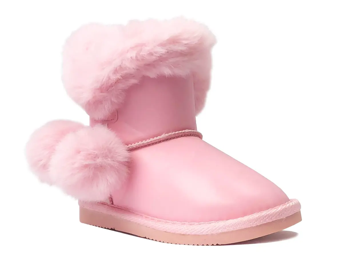 REDVOLUTION Kids Boots Toddler Girls Cute PomPom PU Boot 7 Toddler | Warm, Durable & Flexible Winter Footwear - view 2
