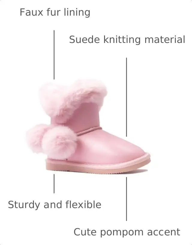 REDVOLUTION Kids Boots Toddler Girls Cute PomPom PU Boot 7 Toddler | Warm, Durable & Flexible Winter Footwear - view 4
