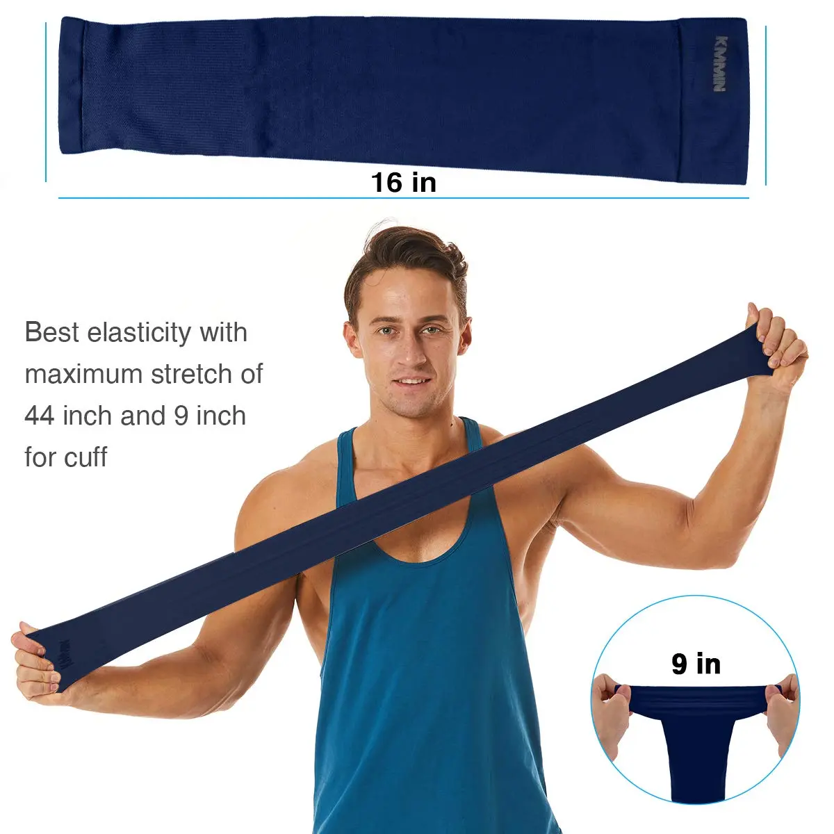 KMMIN UV Protection Arm Sleeves UPF 50 | Cooling & Compression for Driving, Cycling, Basketball, Men & Women (Navy/Beige) - view 4