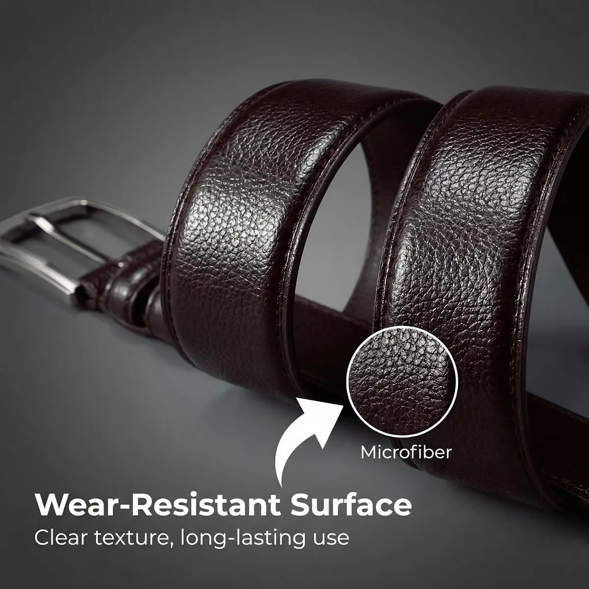 VRLEGEND Big & Tall Men Belt 48-51 Waist | Microfiber Leather, Classic Style, Brown - view 8