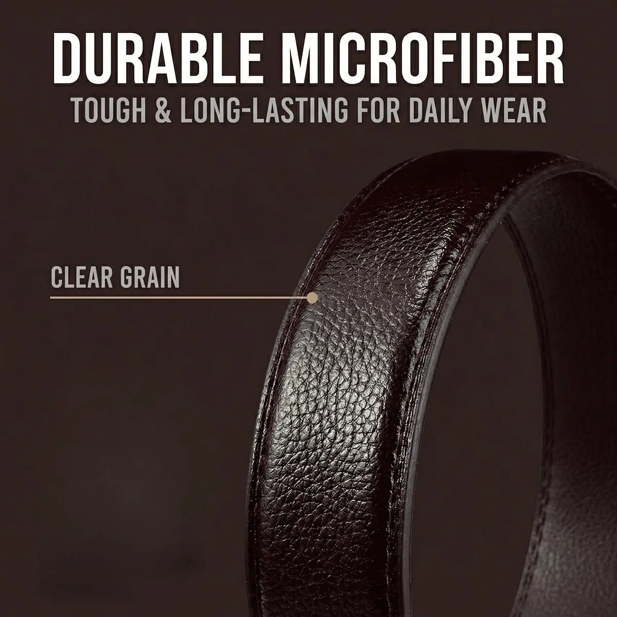 VRLEGEND Big & Tall Men Belt 48-51 Waist | Microfiber Leather, Classic Style, Brown - view 4