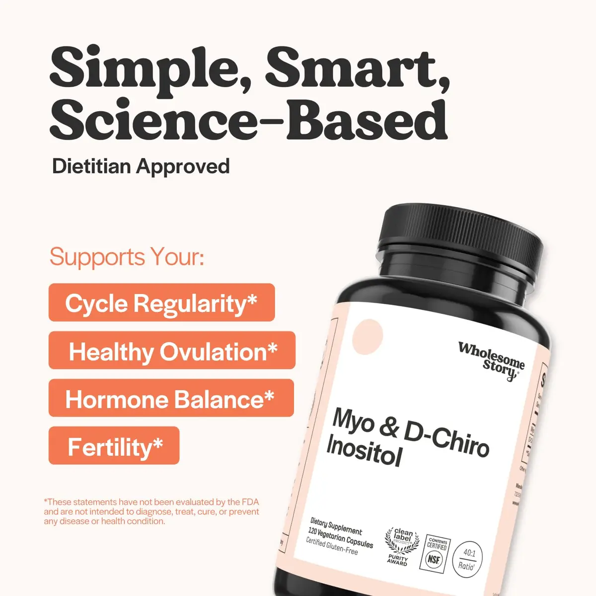 Wholesome Story Myo-Inositol & D-Chiro Inositol Supplement for Women | Fertility & Hormonal Balance | 40:1 Ratio | 120 Capsules - view 3