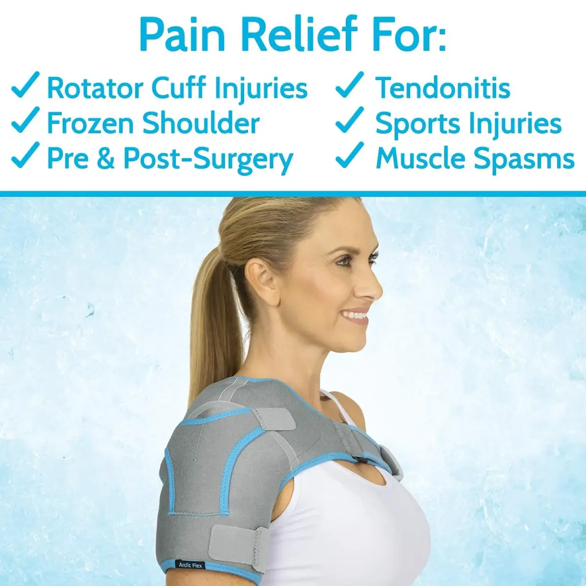 Arctic Flex Shoulder Ice Pack Brace with Gel Pack - Rotator Cuff Cold Therapy, Gray, 1 Count | Reversible, Adjustable Compression for Left/Right Shoulder Pain Relief - view 2