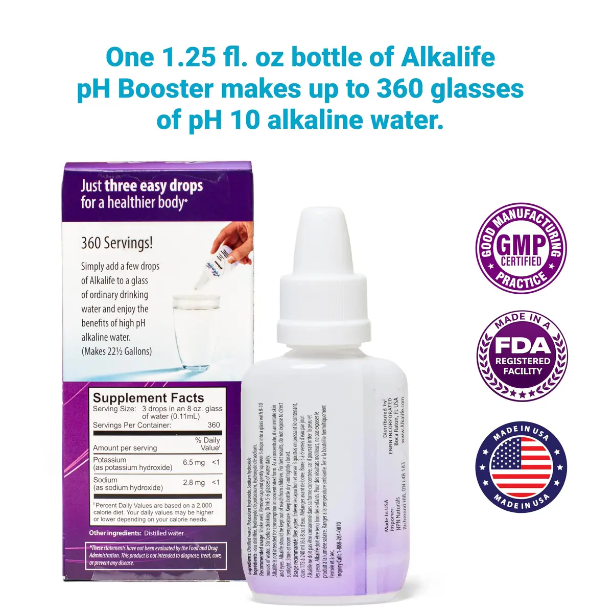 Alkalife pH Booster Drops 1.25 oz | pH 10 Alkaline Water, 360 Servings, Electrolyte & Immune Support - view 3