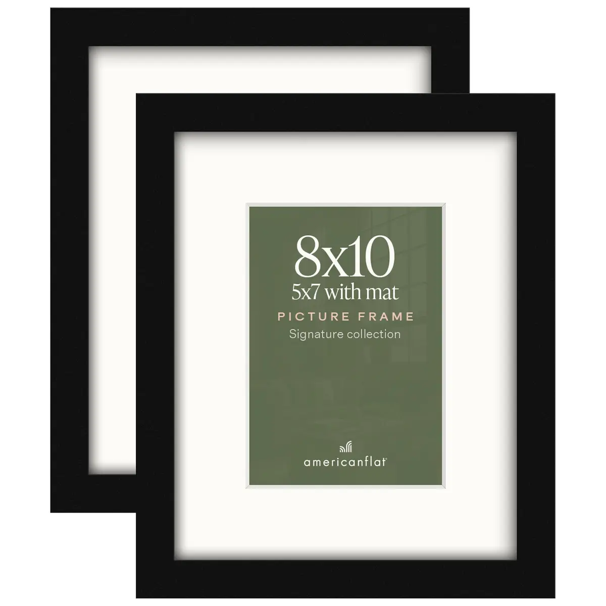 Americanflat 8x10 Picture Frame 2-Pack - Matted to 5x7 - Black - main product image