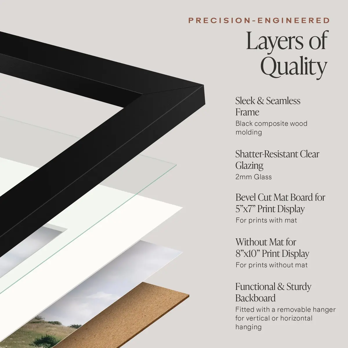 Americanflat 8x10 Picture Frame 2-Pack - Matted to 5x7 - Black - view 5