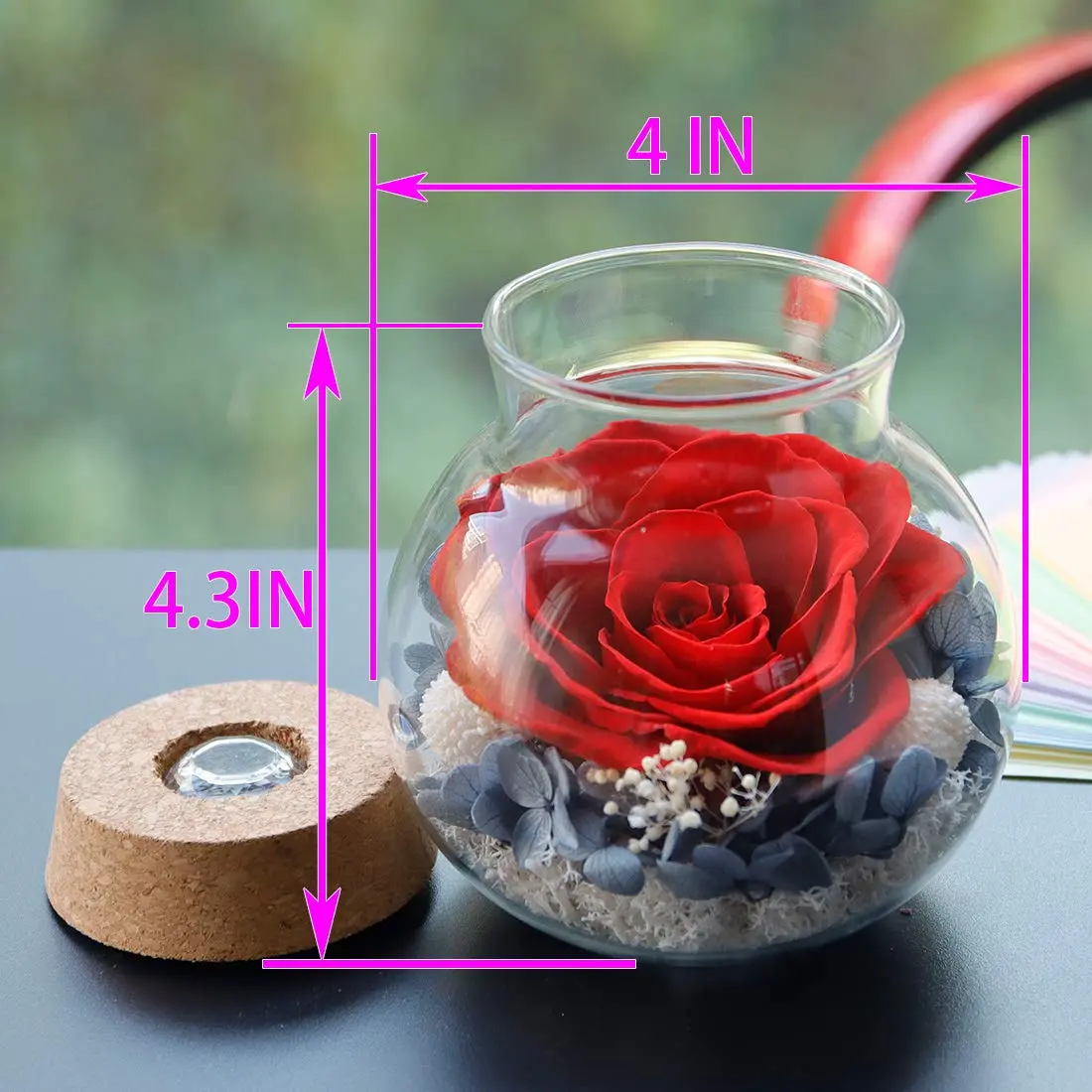 roliys Preserved Real Roses with Colorful Mood Light Wishing Bottle | Eternal Flower Decor - view 2