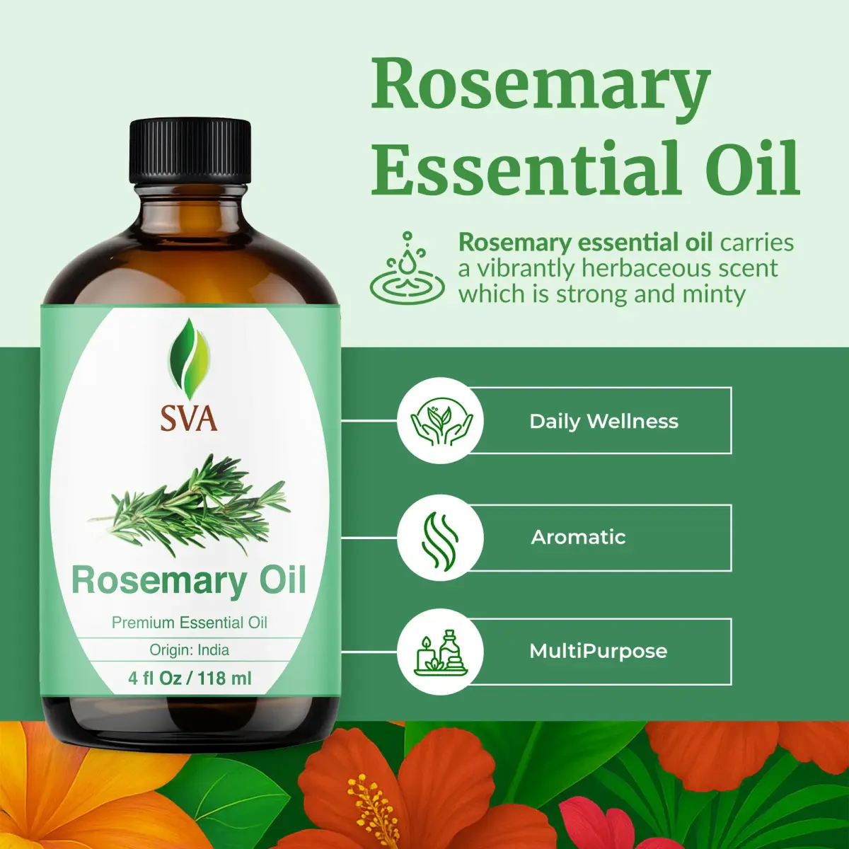 SVA ORGANICS Organic Rosemary Essential Oil, 4 Fl Oz (118 mL) - Pure & Natural - view 2