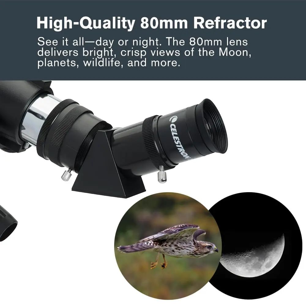 Celestron Travel Scope 80mm Refractor Telescope Kit with Backpack & Smartphone Adapter | Bright, Sharp Views for Beginners - view 6