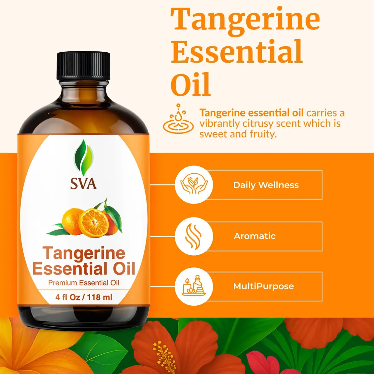 SVA Organics Organic Tangerine Essential Oil 4 Fl Oz (118 mL) - Pure & Natural - view 2