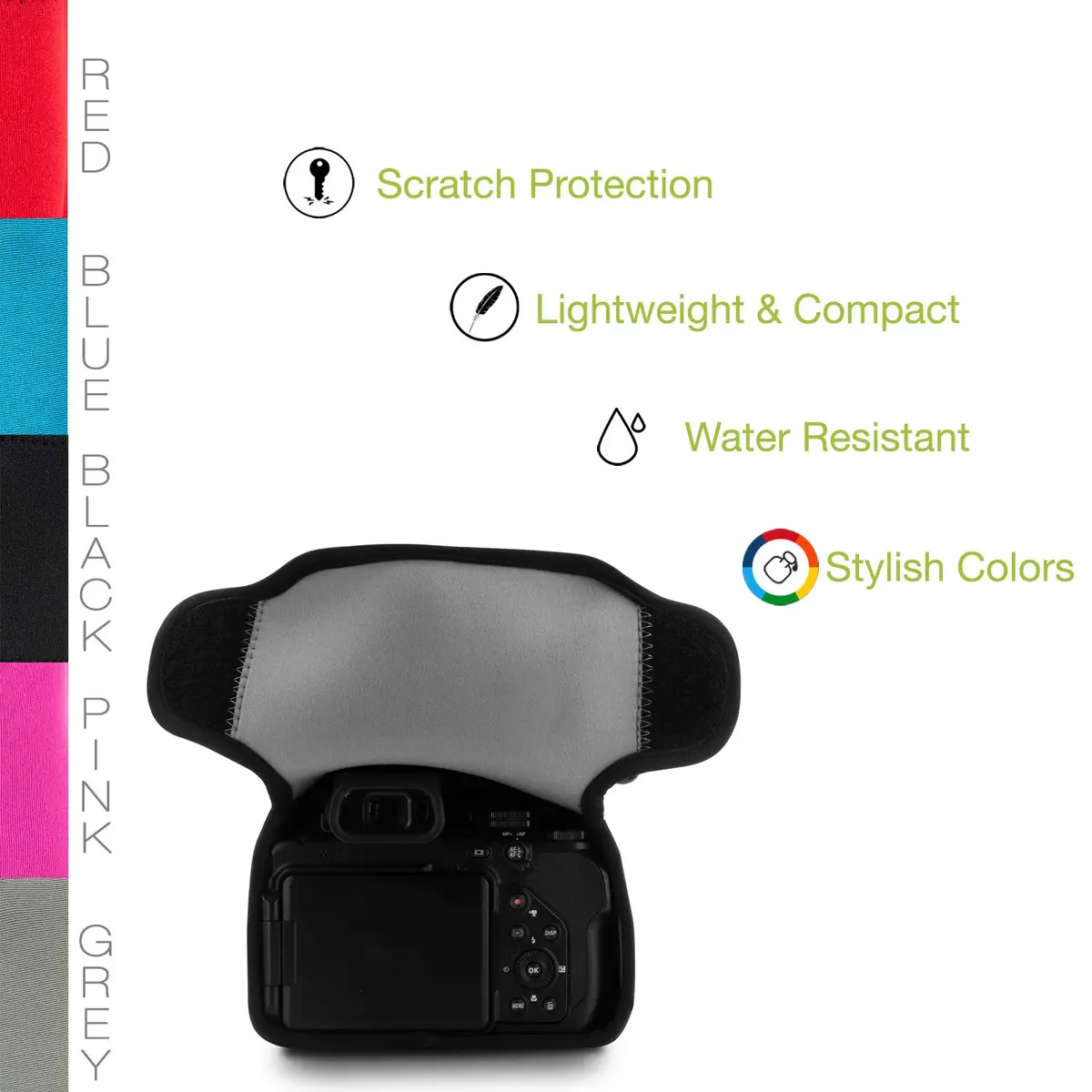 MegaGear Gray Neoprene Camera Case for Nikon Coolpix P1000 | Compact, Water-Resistant, Padded - view 2