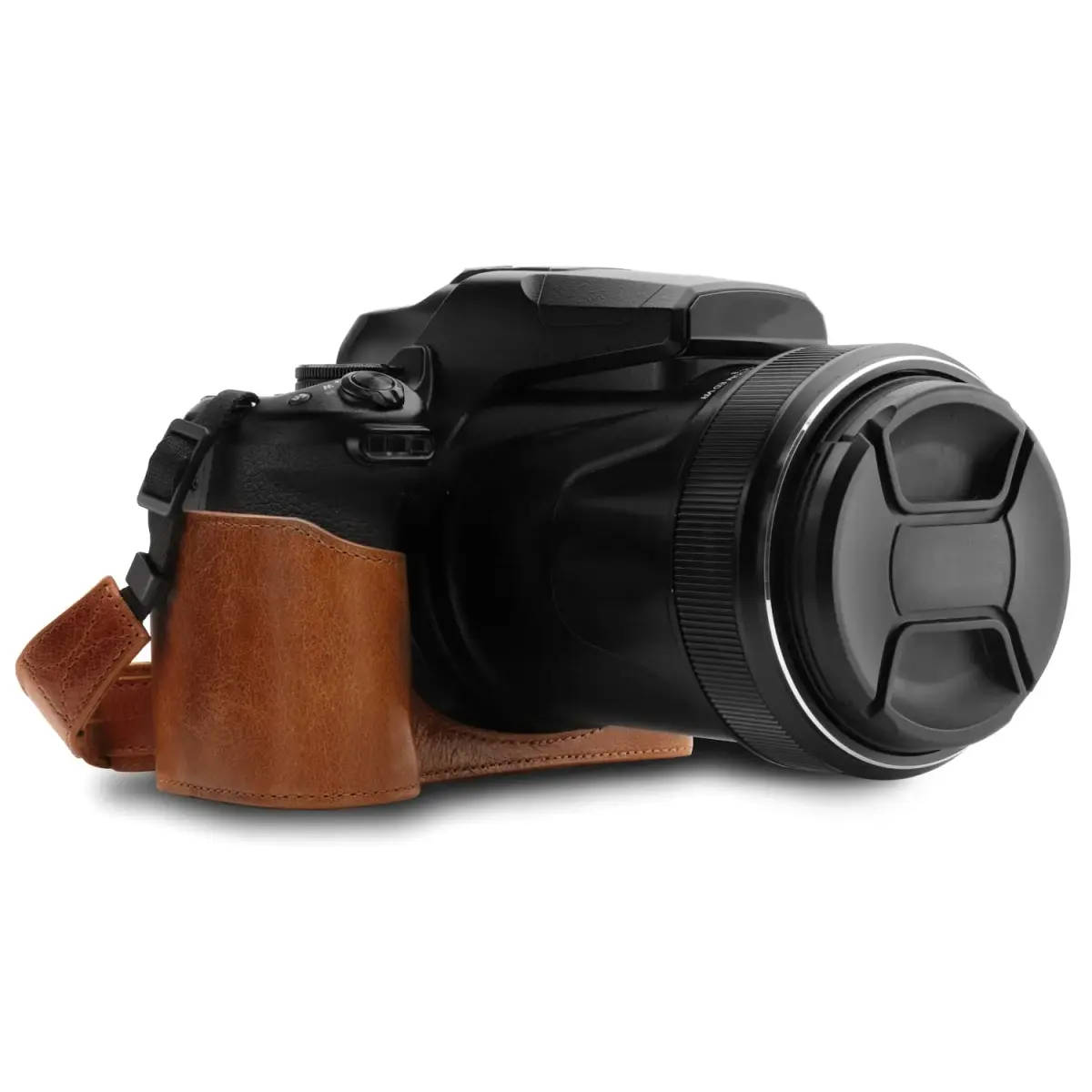MegaGear Premium Leather Camera Half Case with Strap for Nikon D3500 - Dark Brown | Compact, Travel-Ready - main product image