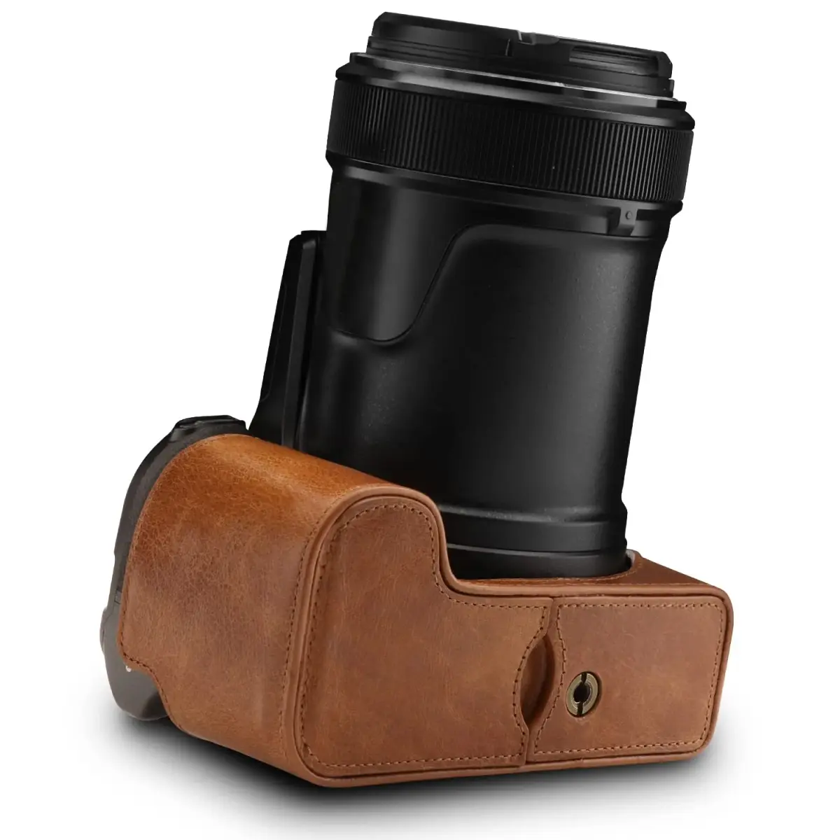 MegaGear Premium Leather Camera Half Case with Strap for Nikon D3500 - Dark Brown | Compact, Travel-Ready - view 8
