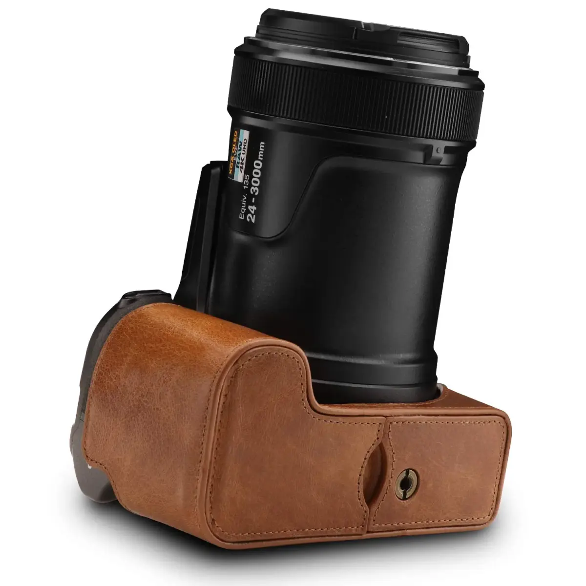 MegaGear Premium Leather Camera Half Case with Strap for Nikon D3500 - Dark Brown | Compact, Travel-Ready - view 4