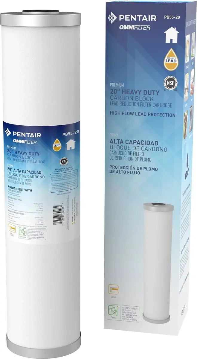 OMNIFilter PB55-20 Big Blue 20" x 4.5" Carbon Block Water Filter | 40,000 Gallon Capacity, NSF Certified, Lead & Cyst Reduction - main product image