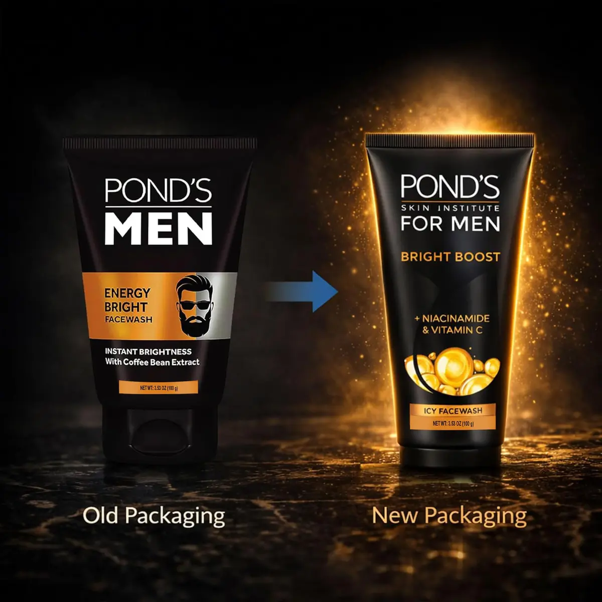 POND'S For Men Bright Boost Icy Facewash 100g (3.5oz) | Coffee Bean Extract & Cooling Menthol - view 3