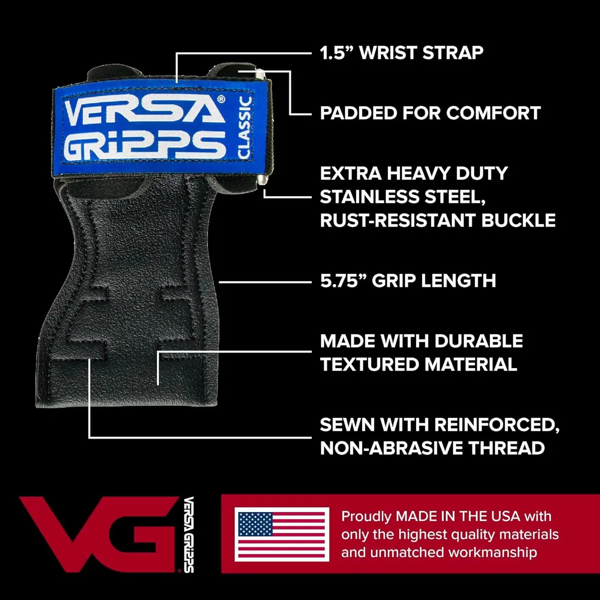 Versa Gripps Classic Wrist Straps XS Blue | Train Better with Patented Grip Technology - view 2