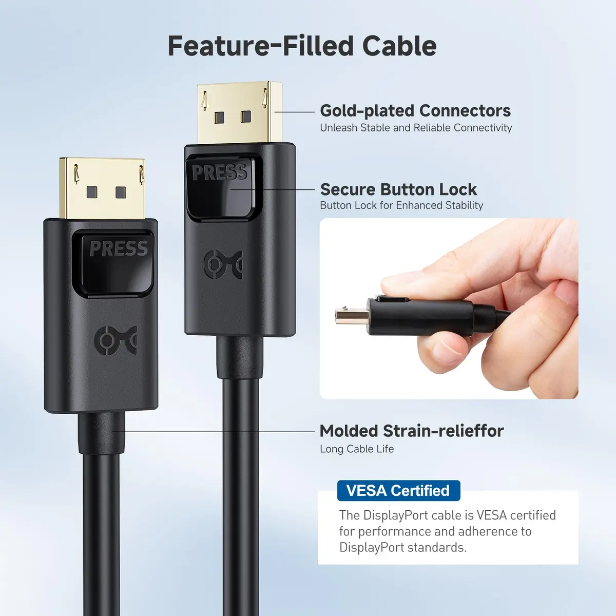 Cable Matters VESA Certified 32.4Gbps DisplayPort 1.4 Cable, 3.05 m (10ft) - view 6