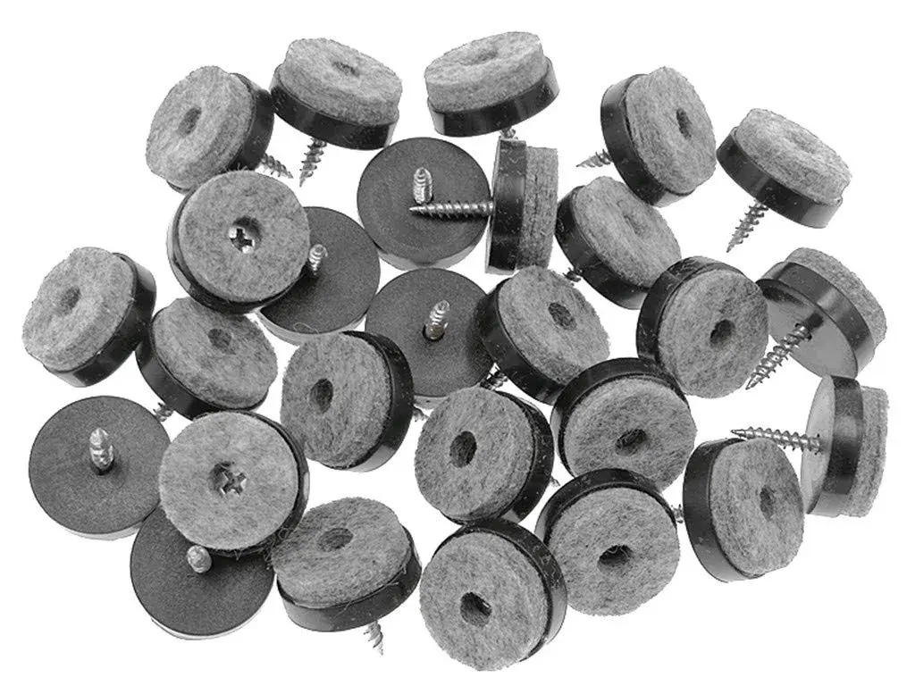 ALIMITOPIA Screw-on Furniture Felt Pads 24mm (0.95") Black, 40pcs | Protects Floors & Furniture - main product image