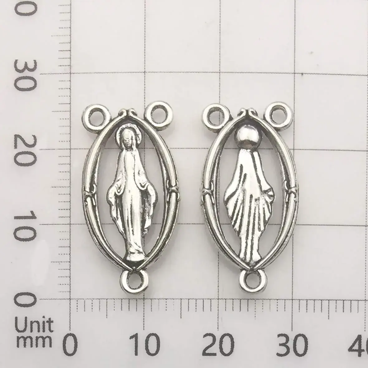 iloveDIYbeads Antique Silver Cross Jesus Maria Charms 100g (60pcs) | Catholic Jewelry Findings for Rosary Making - view 6