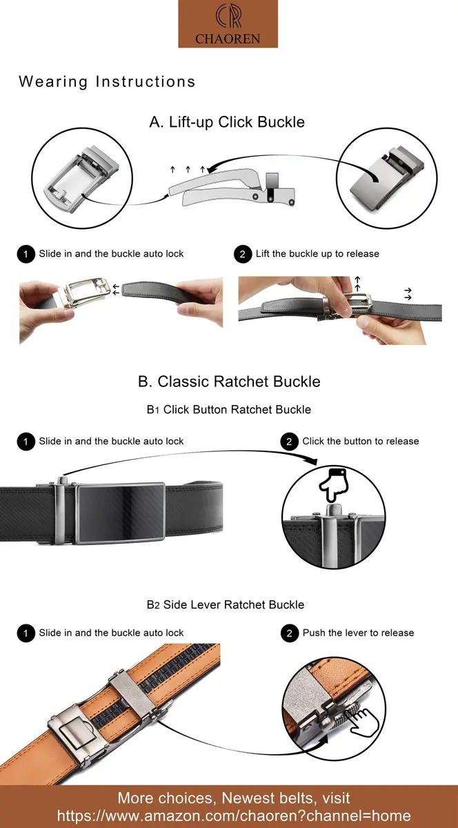 CHAOREN 40mm Ratchet Belt Buckle for 1 3/8 Slide Belt Strap | Adjustable Skeleton Shape - view 4