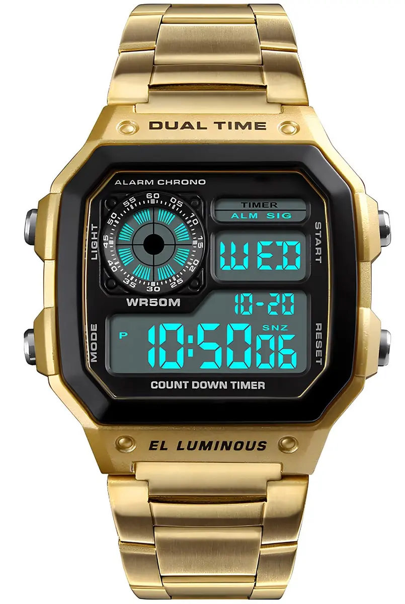 PASOY Men's Digital Sport Watch 43mm (1.7in) | Dual Time, Stopwatch, Countdown, 50M Water Resistant - main product image