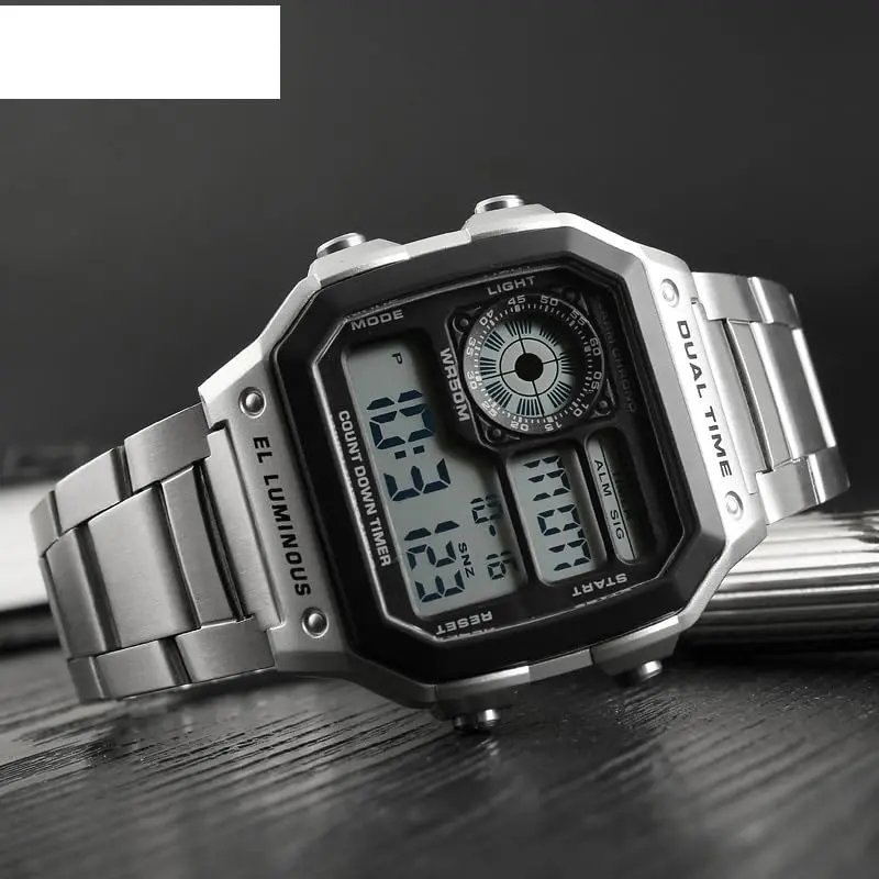 PASOY Men's Digital Sport Watch 43mm (1.7in) | Dual Time, Stopwatch, Countdown, 50M Water Resistant - view 10