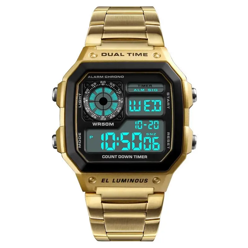 PASOY Men's Digital Sport Watch 43mm (1.7in) | Dual Time, Stopwatch, Countdown, 50M Water Resistant - view 12