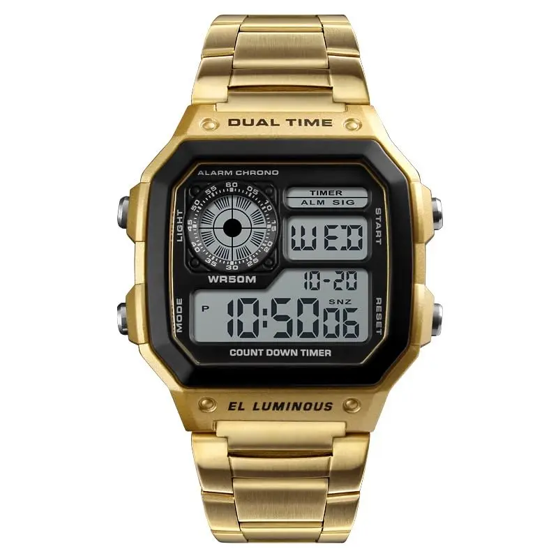 PASOY Men's Digital Sport Watch 43mm (1.7in) | Dual Time, Stopwatch, Countdown, 50M Water Resistant - view 3