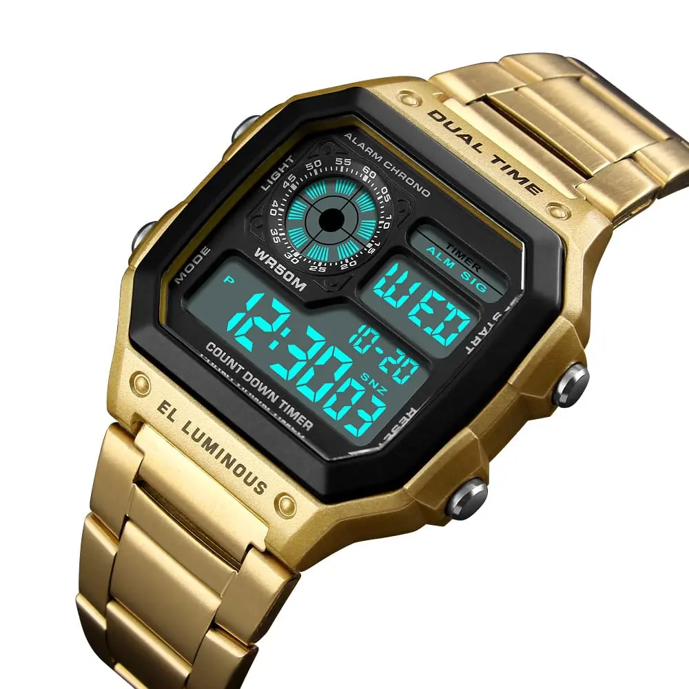 PASOY Men's Digital Sport Watch 43mm (1.7in) | Dual Time, Stopwatch, Countdown, 50M Water Resistant - view 4