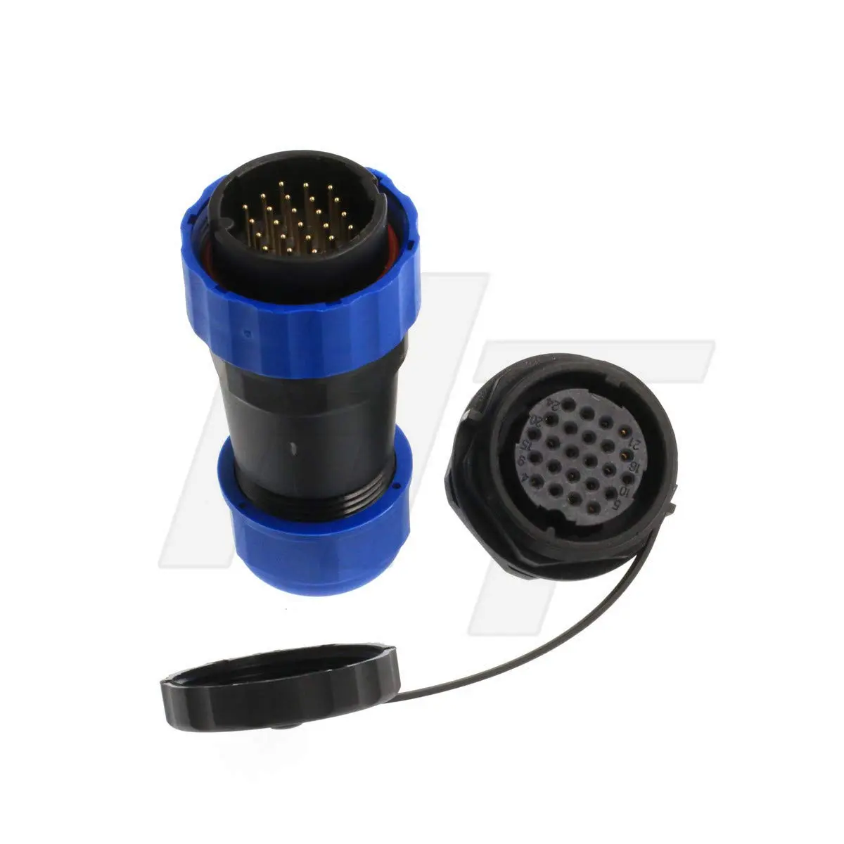 HangTon HE29 24 Pin Circular Connector, 29mm Panel Cutout | High-Voltage Power Waterproof IP68 Male Plug Female Panel Socket - main product image