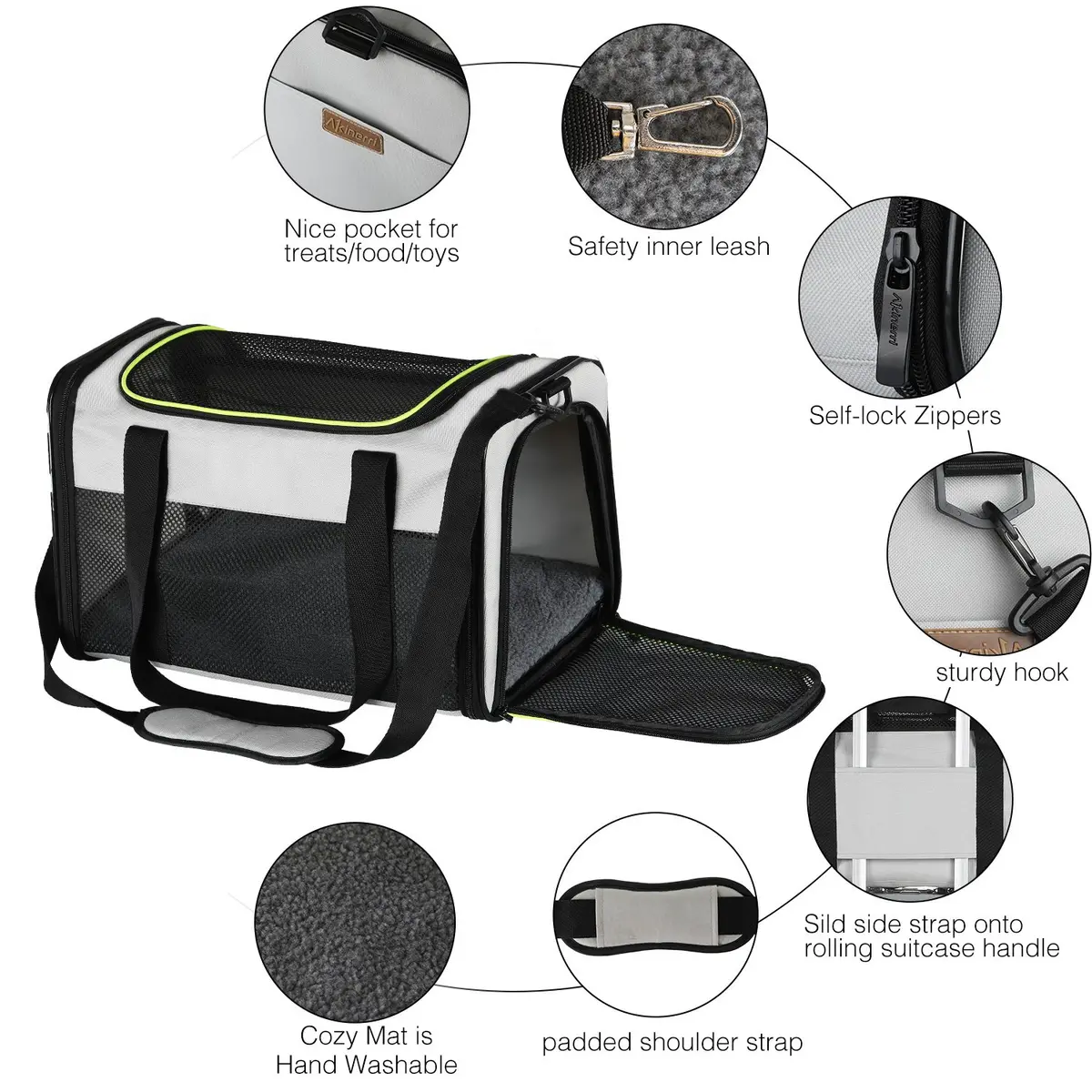 Akinerri Cat Carrier - Portable Foldable Soft-Sided Pet Bag up to 28 Lbs | Airline Approved Travel - view 4