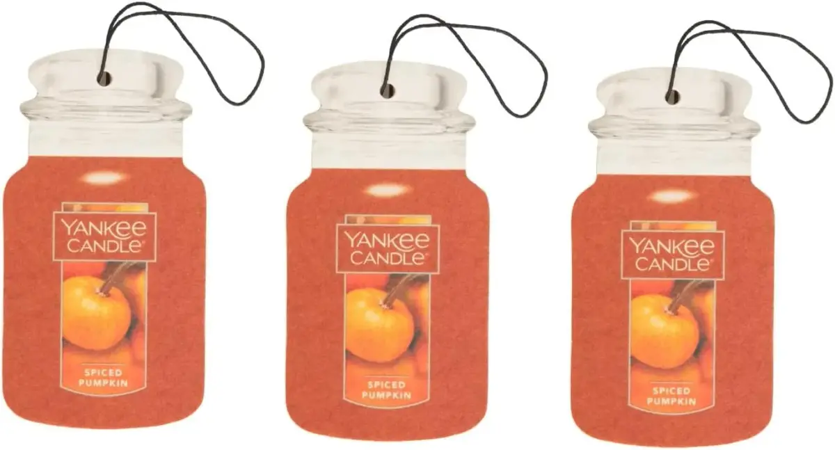 Yankee Candle Spiced Pumpkin Paper Car Jar Air Freshener (Pack of 3) | Long-Lasting Odor Neutralizing Fragrance - main product image