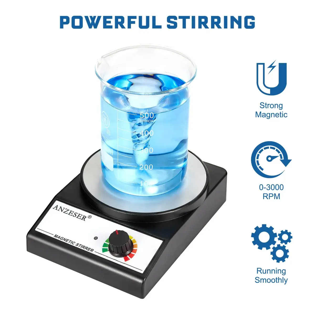 ANZESER Magnetic Stirrer Plate 3000RPM 3000mL Capacity | Lab Mixer with Stir Bar for Homebrew & Labs - view 2