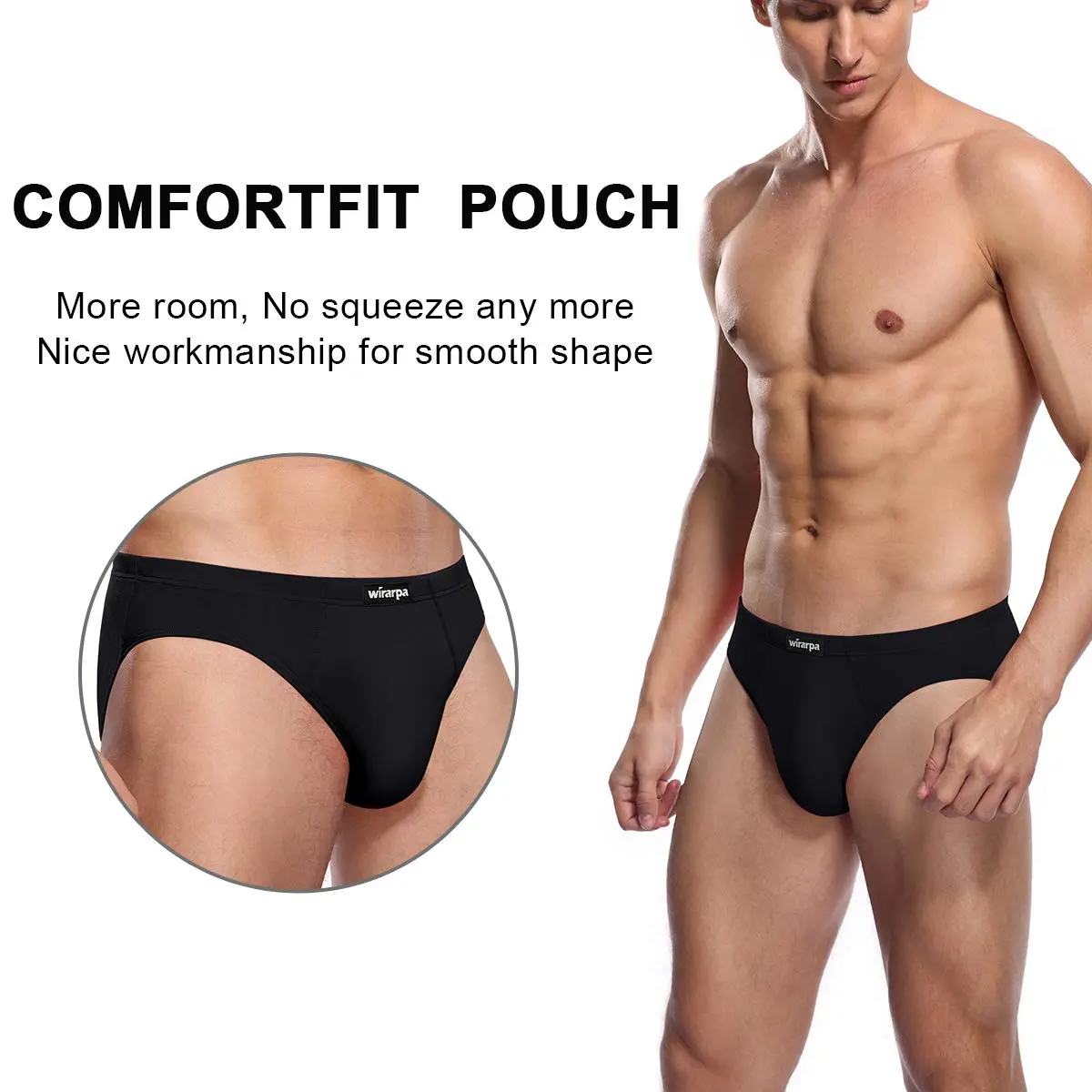 wirarpa Men's Underwear Modal Microfiber Briefs No Fly Covered Waistband Silky Touch 4 Pack Black, X-Large | Ultra Soft Breathable Comfort - view 4