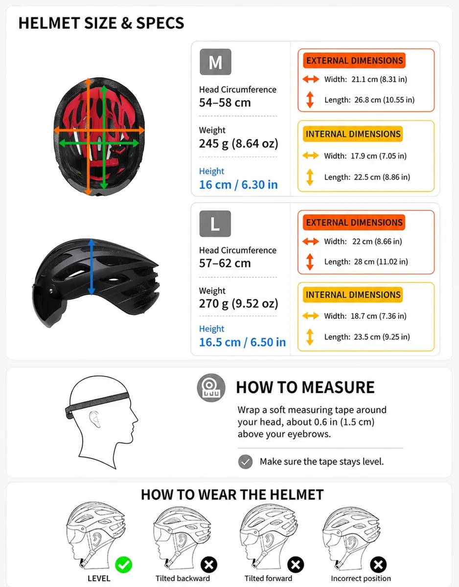 Shinmax Bike Helmet with 9-Mode Rechargeable Rear Light & Magnetic Goggles | Adult Cycling Safety Gear - view 9