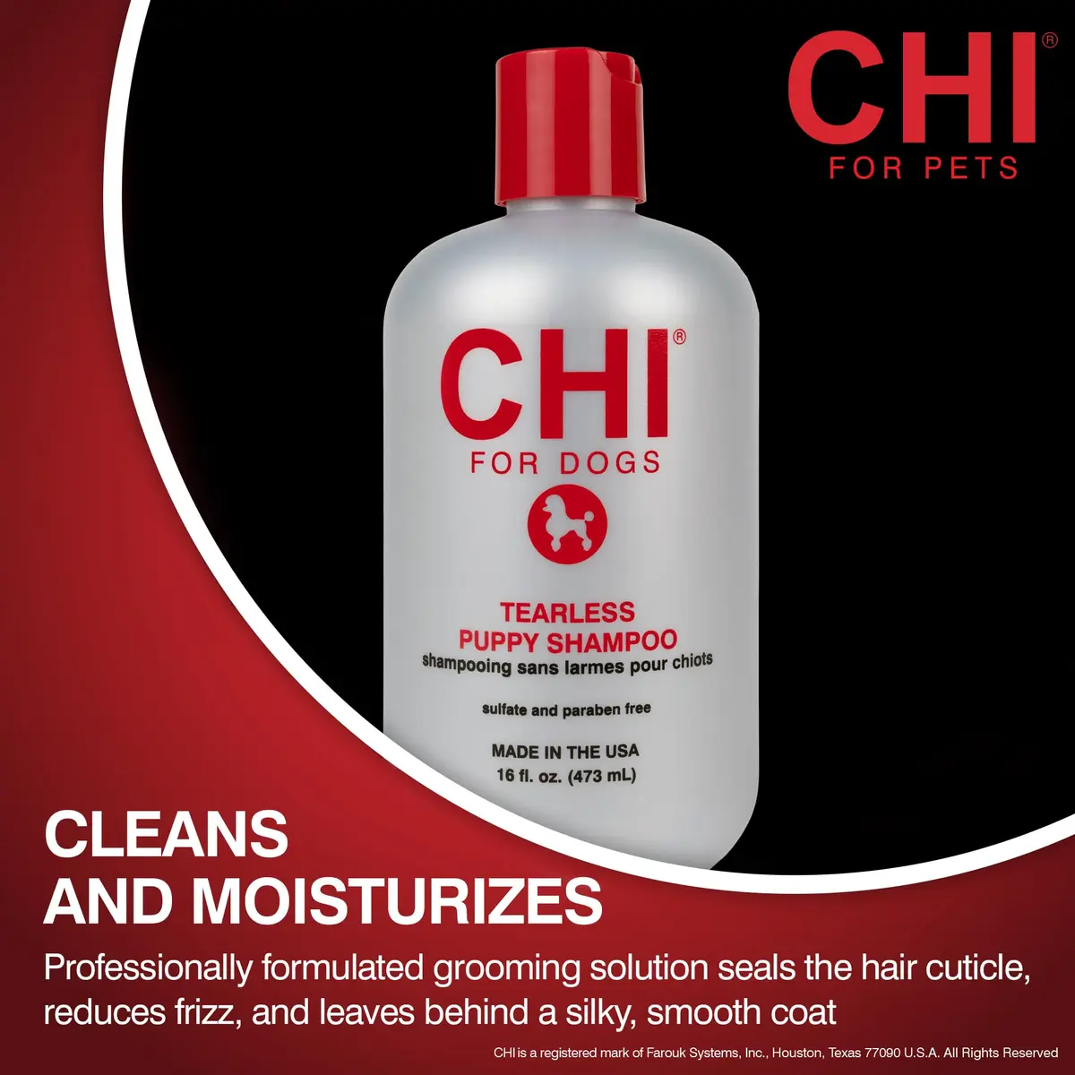 CHI for Dogs Tearless Puppy Shampoo 16 Fl Oz | Gentle, Silk Protein Formula, Hypoallergenic & pH Balanced for Sensitive Eyes - view 2