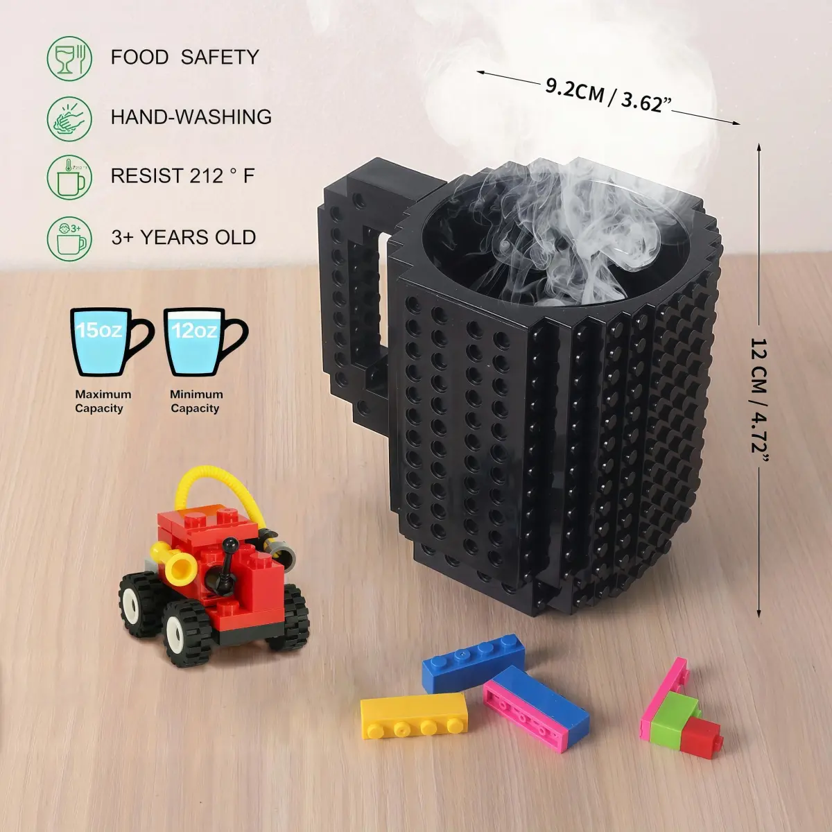 Lumsburry Build-on Brick Coffee Mug 350ml (11.8 Oz) | Fun DIY Novelty Cup for Kids & Adults - view 2