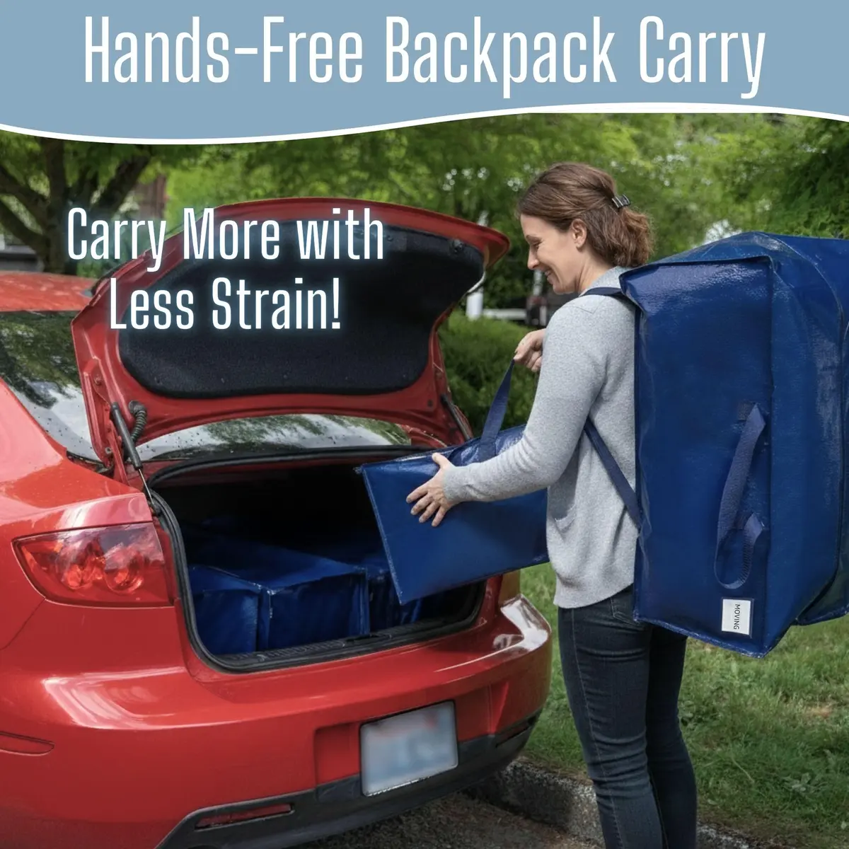 VENO Heavy Duty Moving Bags 6 Pack | Extra Large Storage with Backpack Straps, Zippers & Handles (29" W x 12" H x 14" D) - view 4