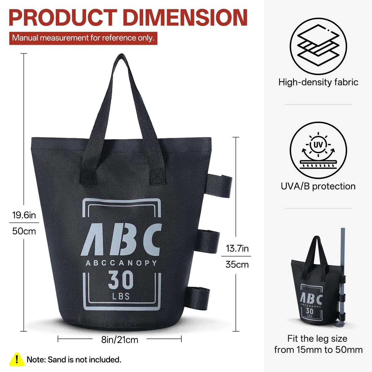 ABCCANOPY 120 lbs (54.4 kg) Canopy Weight Bags Set of 4 | Stabilize Frames for Pop-Up Tents and Gazebos - view 3