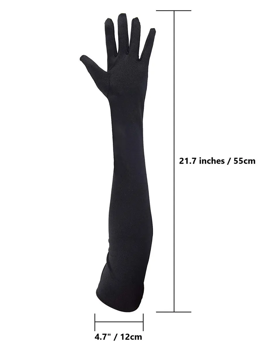 Onwon Black Satin Elbow Length Opera Gloves 22 Inch (56 cm) | Classic 1920s Style for Women - view 4