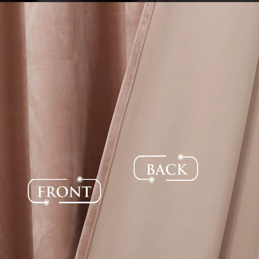 StangH Blush Beige Velvet Curtains Back Tab for Nursery, W52xL108, 2 Panels | Room Darkening, Energy Insulation, Elegant Velvet - view 5