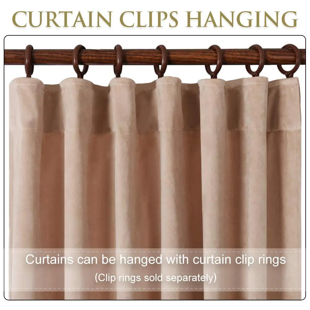 StangH Blush Beige Velvet Curtains Back Tab for Nursery, W52xL108, 2 Panels | Room Darkening, Energy Insulation, Elegant Velvet - view 3