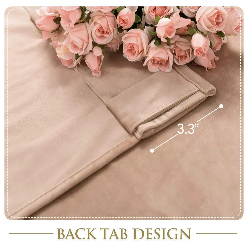 StangH Blush Beige Velvet Curtains Back Tab for Nursery, W52xL108, 2 Panels | Room Darkening, Energy Insulation, Elegant Velvet - view 4