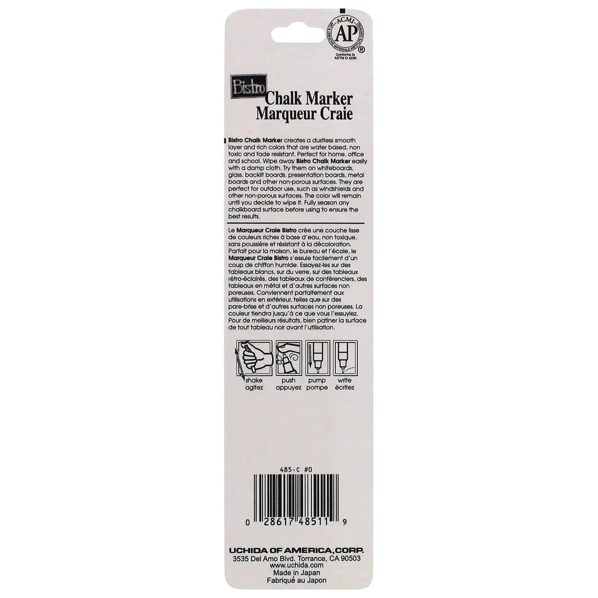 Uchida Bistro Chalk Marker Extra Fine Tip White | Works on Non-Porous Surfaces - view 2