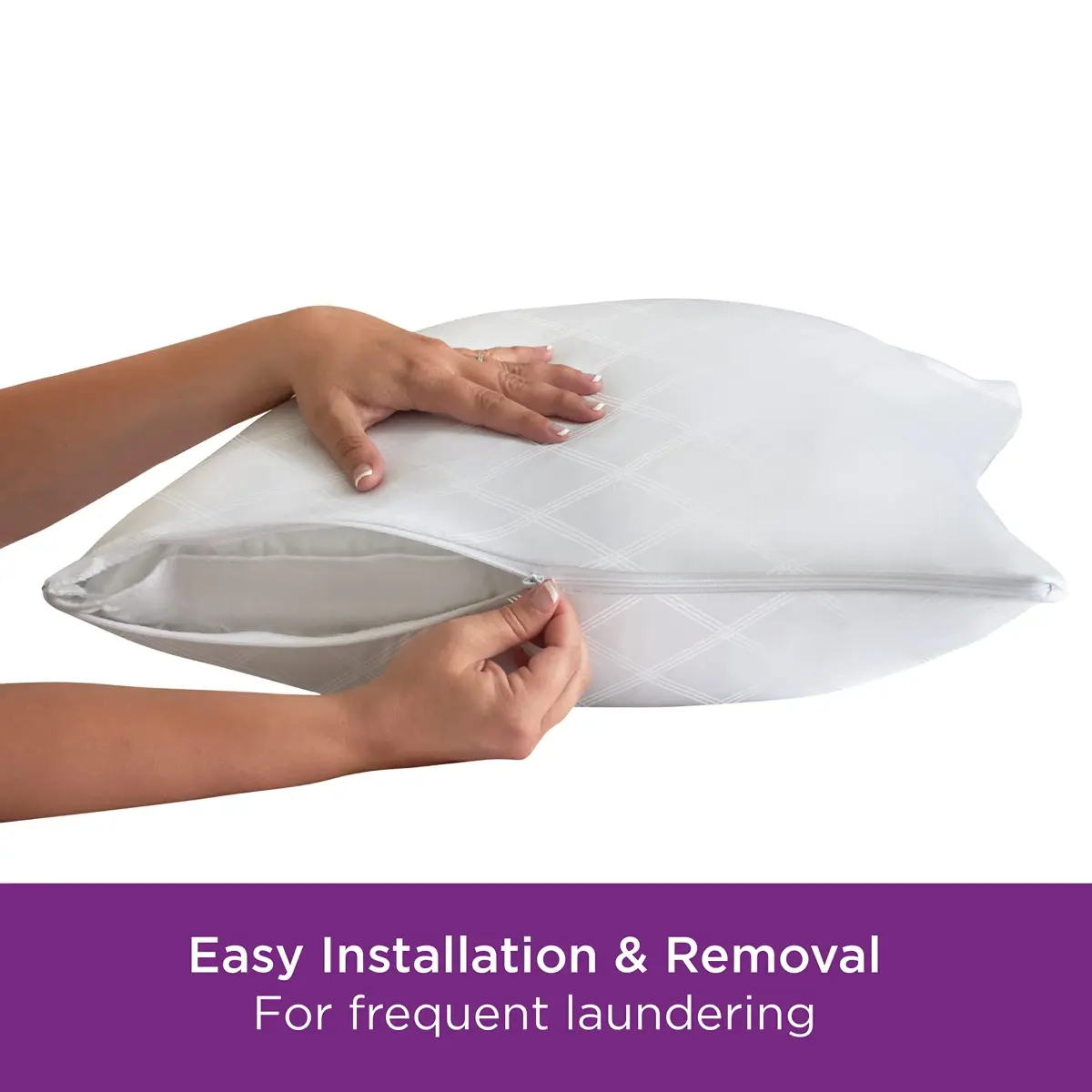 AllerEase Premier Allergy Zipper Pillow Protector King 2 Pack | Breathable, Hypoallergenic, Zippered Encasement - view 2