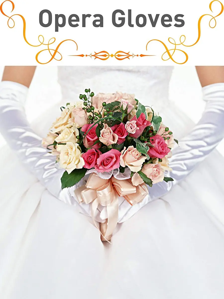 Onwon White Apparel Glove Classic Satin Elbow Length Gloves 22 Inch (56 cm) | Elegant Satin Texture for Special Occasions - view 7