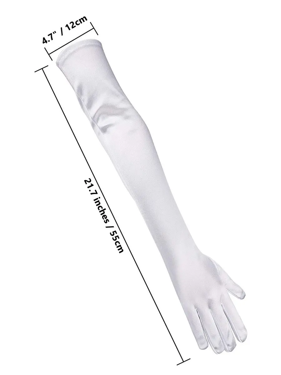 Onwon White Apparel Glove Classic Satin Elbow Length Gloves 22 Inch (56 cm) | Elegant Satin Texture for Special Occasions - view 4
